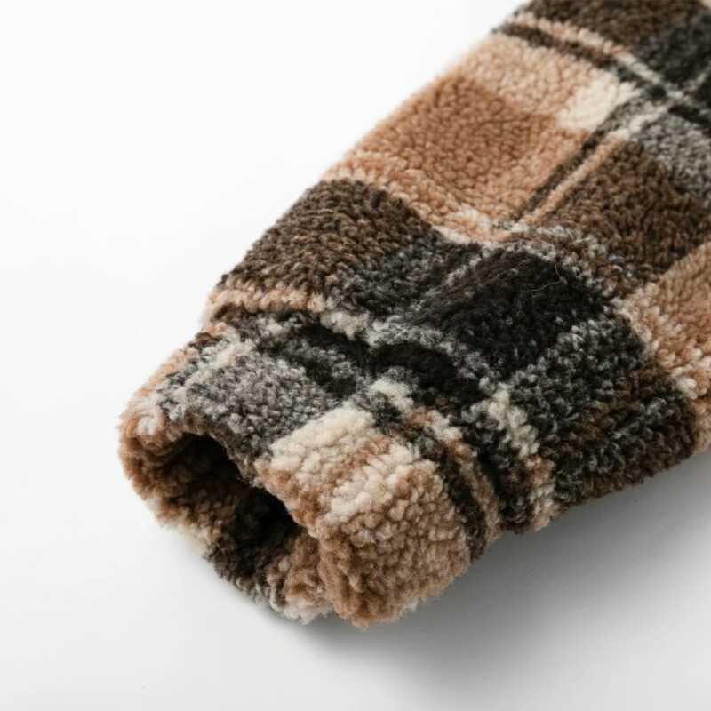 Fashion Women's Plaid Lamb Wool Jacket / Vintage Zipper Fleece Warm Jacket - HARD'N'HEAVY
