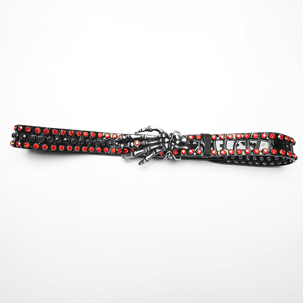 Ceinture à griffes de crâne en strass Punk Rock pour femmes