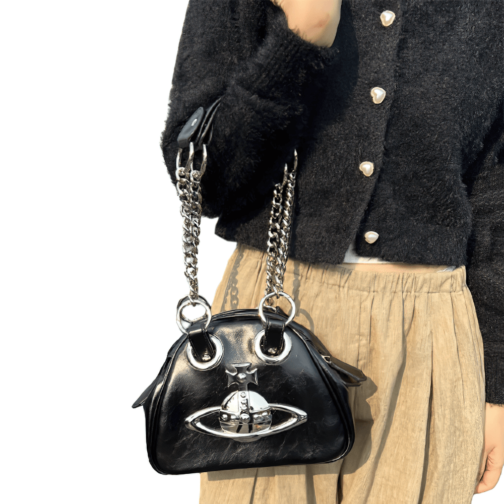 Fashion Women's Single Shoulder Bag with Chain in Punk Style - HARD'N'HEAVY