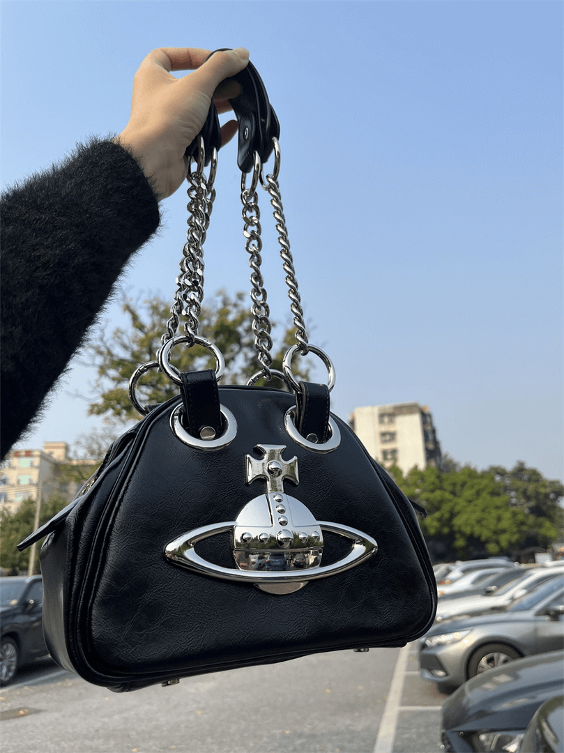 Fashion Women's Single Shoulder Bag with Chain in Punk Style - HARD'N'HEAVY