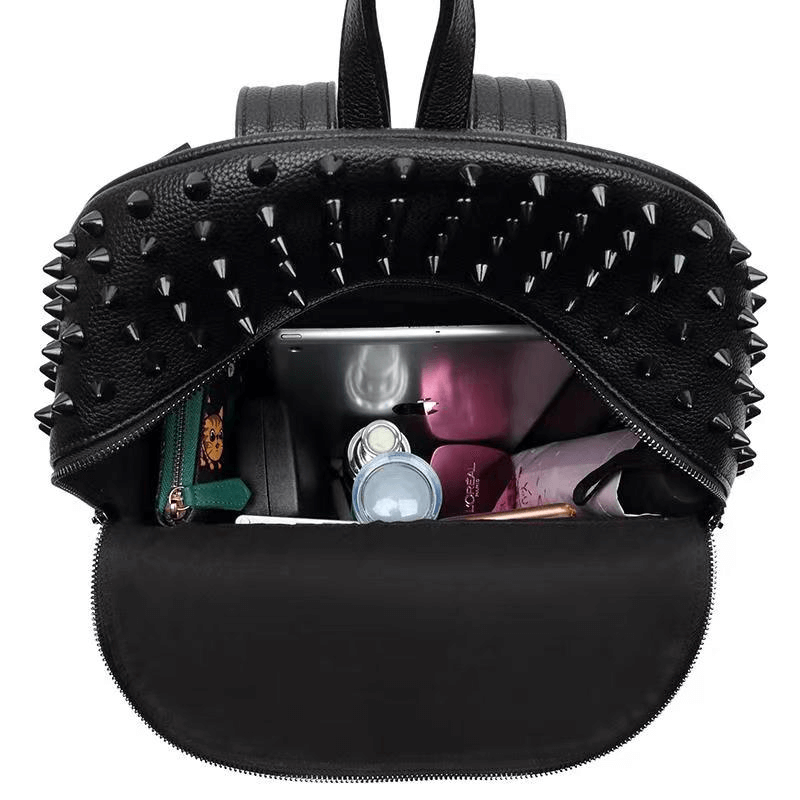 Fashion Ziper Studed Black Backpack / Casual Rivets Traveling Backpack - HARD'N'HEAVY