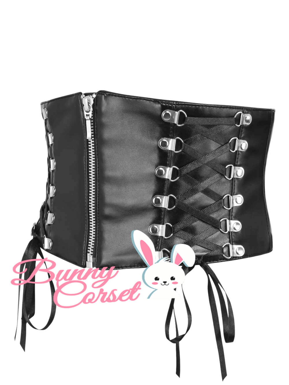 Faux leather Bessy corset belt featuring adjustable lacing for posture support and stylish fit.