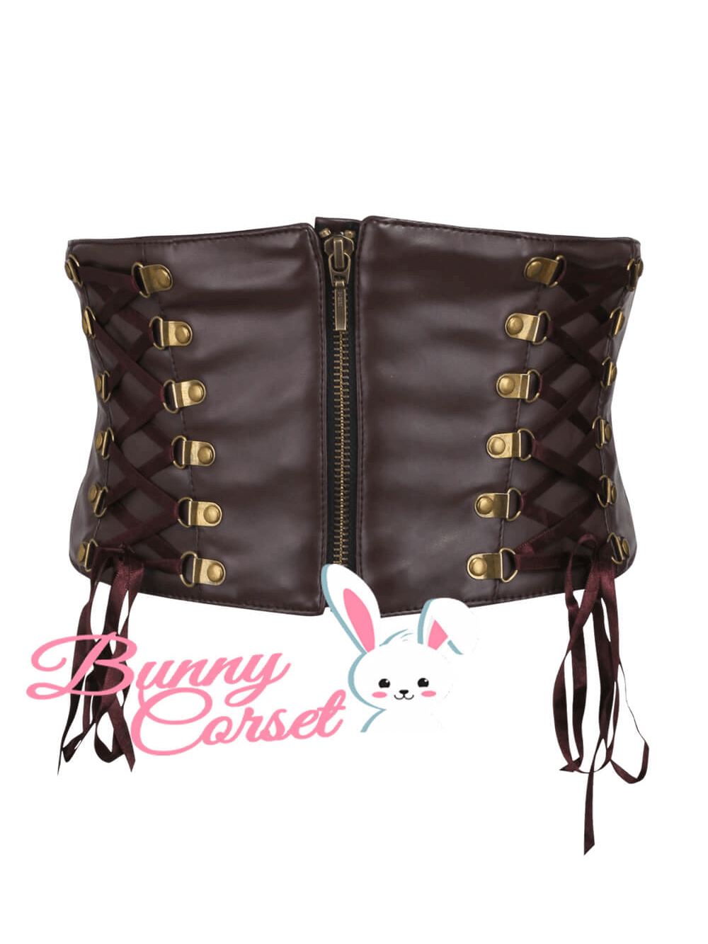 Faux leather Bessy corset belt featuring adjustable lace-up design for improved posture and comfort.