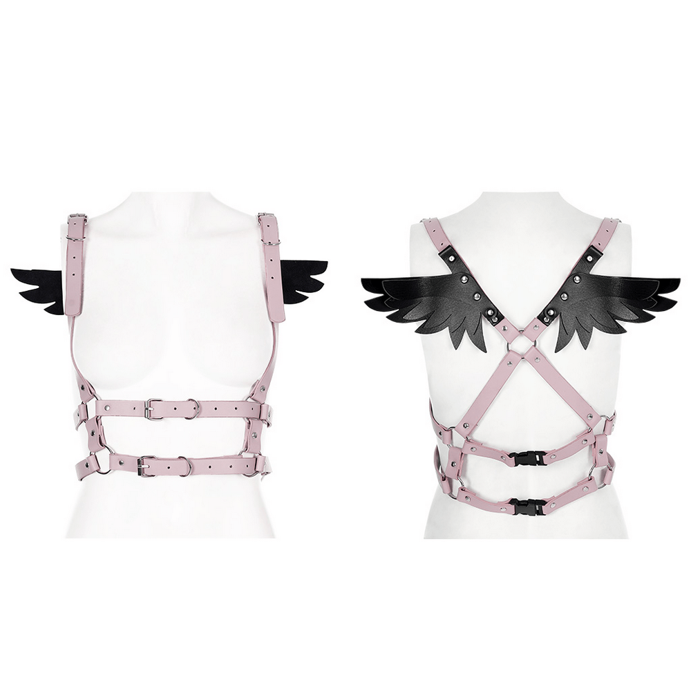 Faux Leather Wing Harness with Adjustable Belt - HARD'N'HEAVY