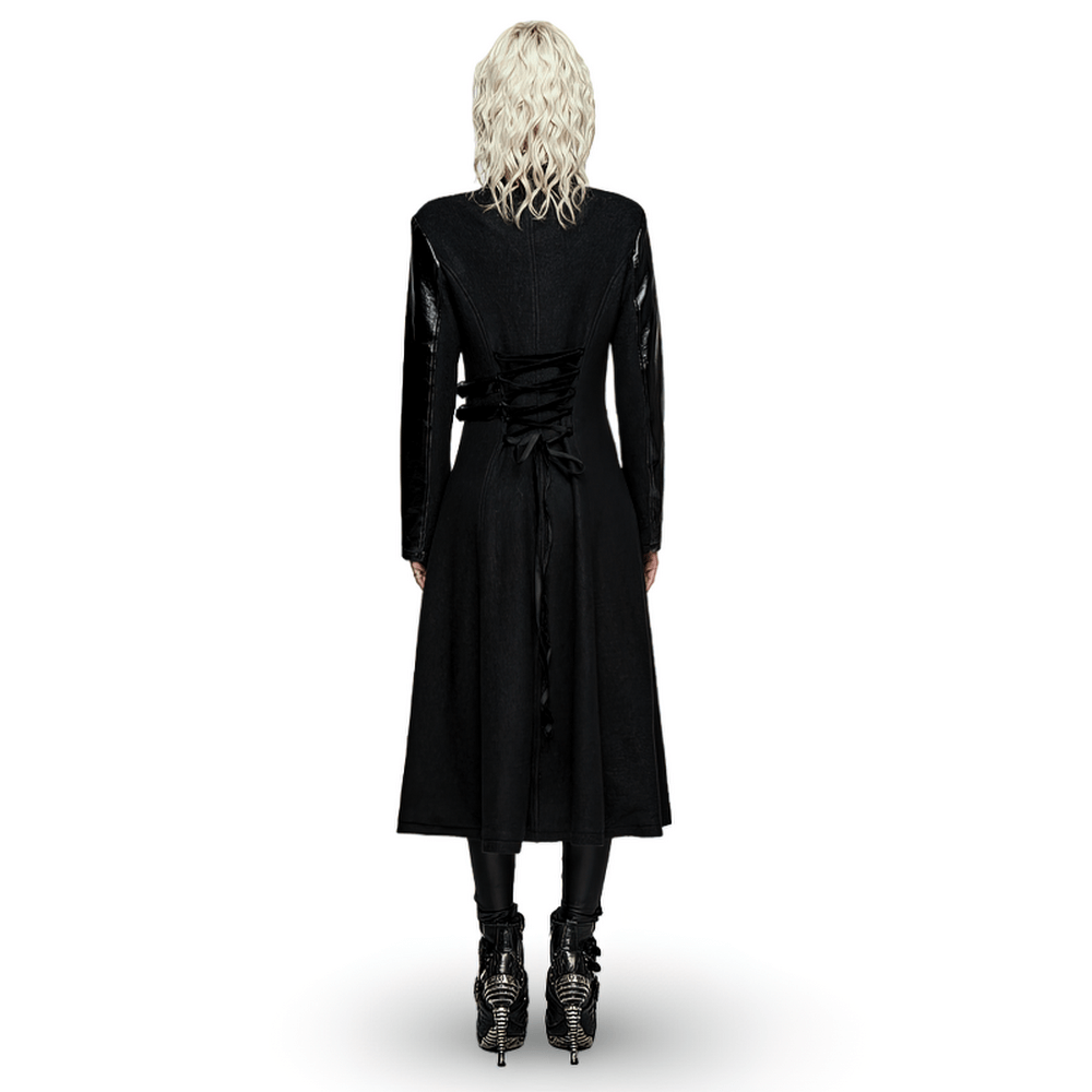 Faux Leather Wool Blend Gothic Coat - HARD'N'HEAVY