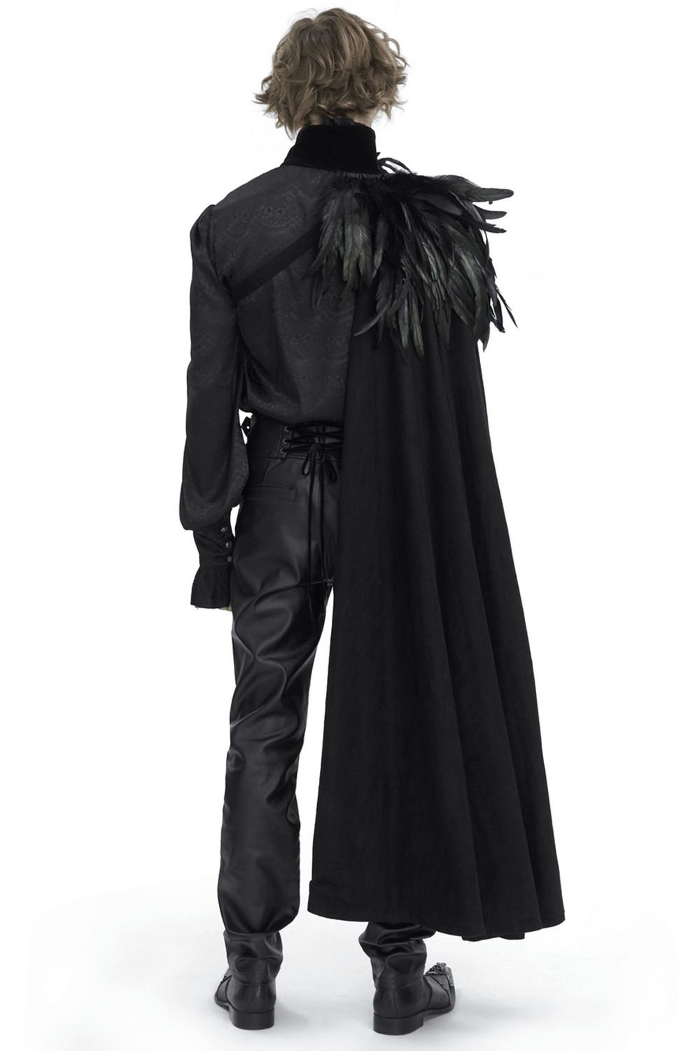Feathered Black Asymmetric Cape for Evening Glam