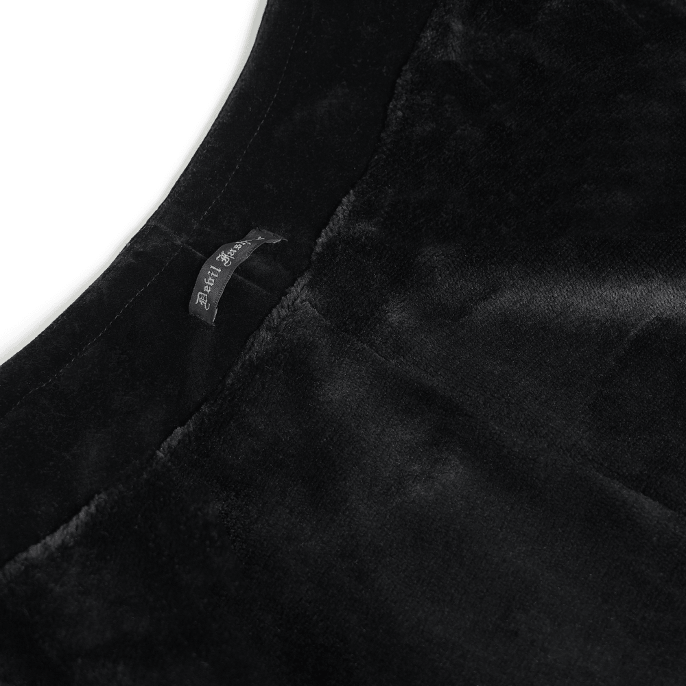Female Black Gothic Victorian Velvet Cape with Fur Trim, black velvet close-up with luxe fur texture