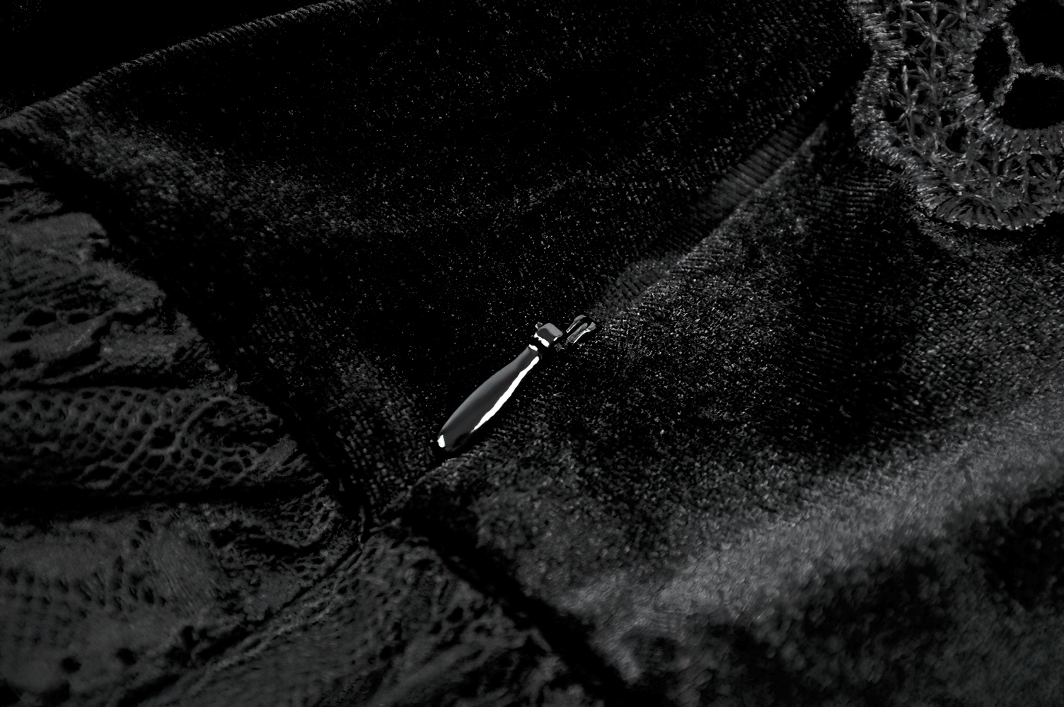 Close-up of the intricate detailing on a Female Black Lace Layered High Waist Long Skirt, showcasing lace and fabric texture.