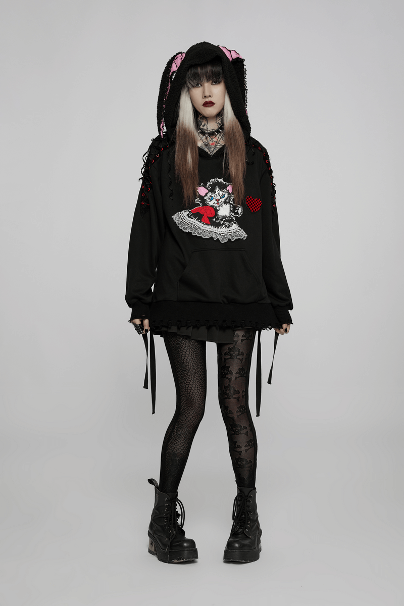 Female Chic Punk-Style Skull and Leopard Print Leggings - HARD'N'HEAVY