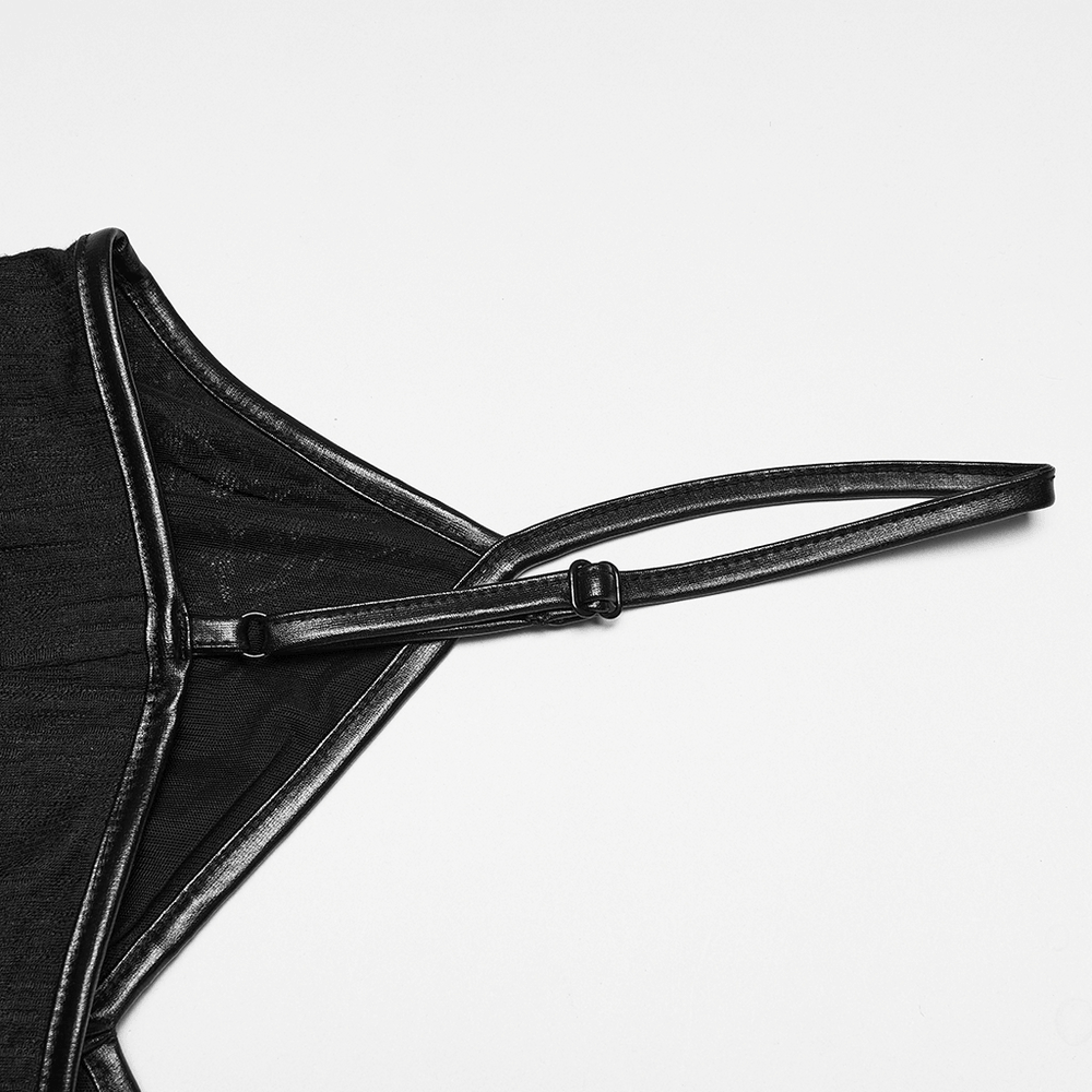 Detail of the strap on a Female Gothic Lace Mesh Slip Dress with Lace Up Back, showcasing its elegant lace design.