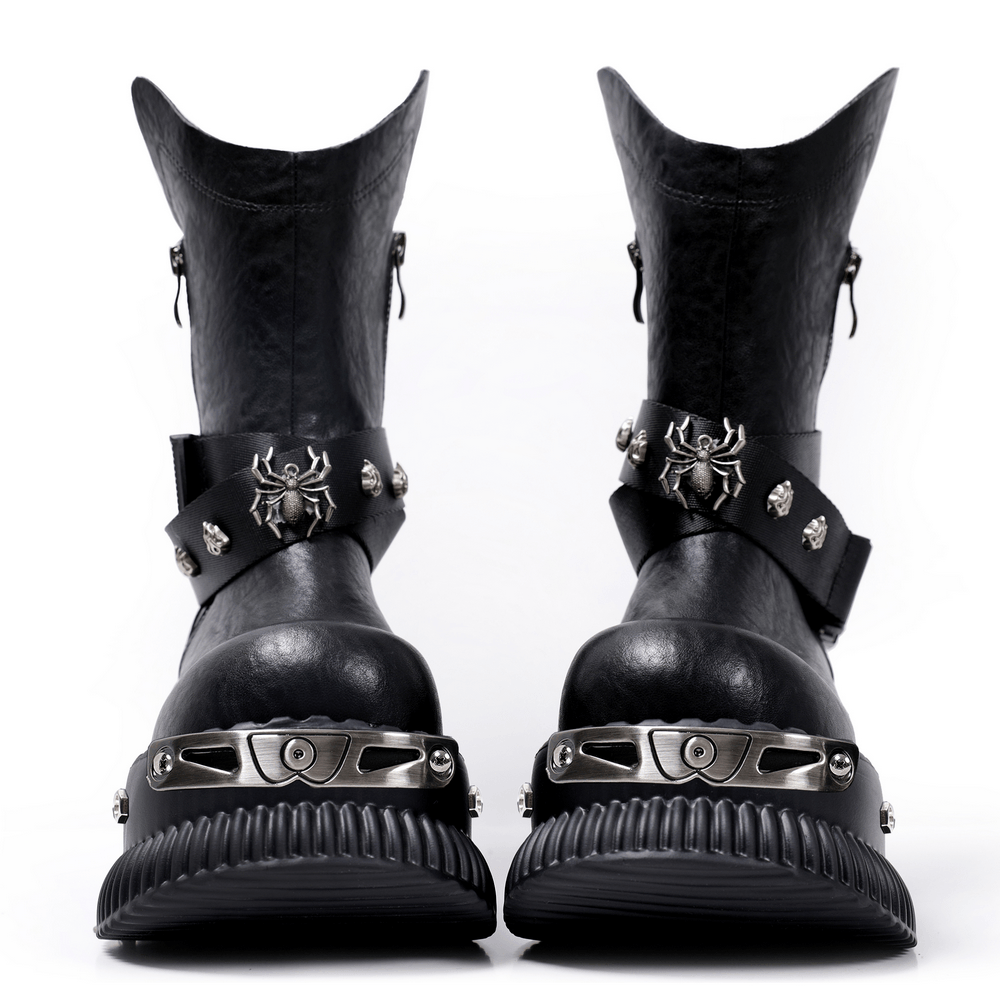 Bottines gothiques à plateforme pour femme, avec boucles et pointes
