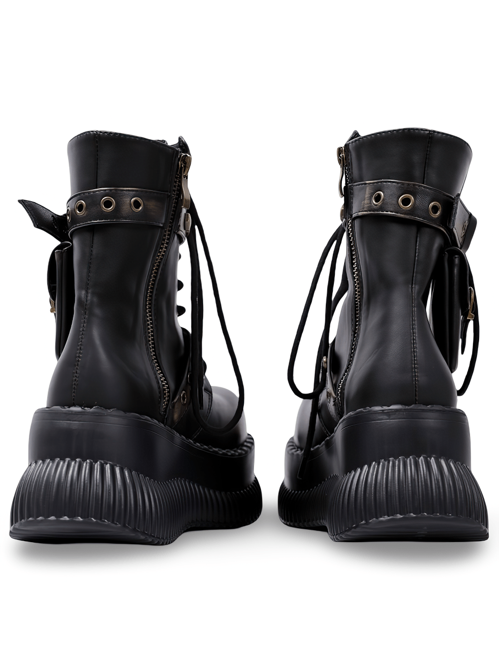 Damen-Gothic-Plateau-Combat-Boots mit Schnallenriemen