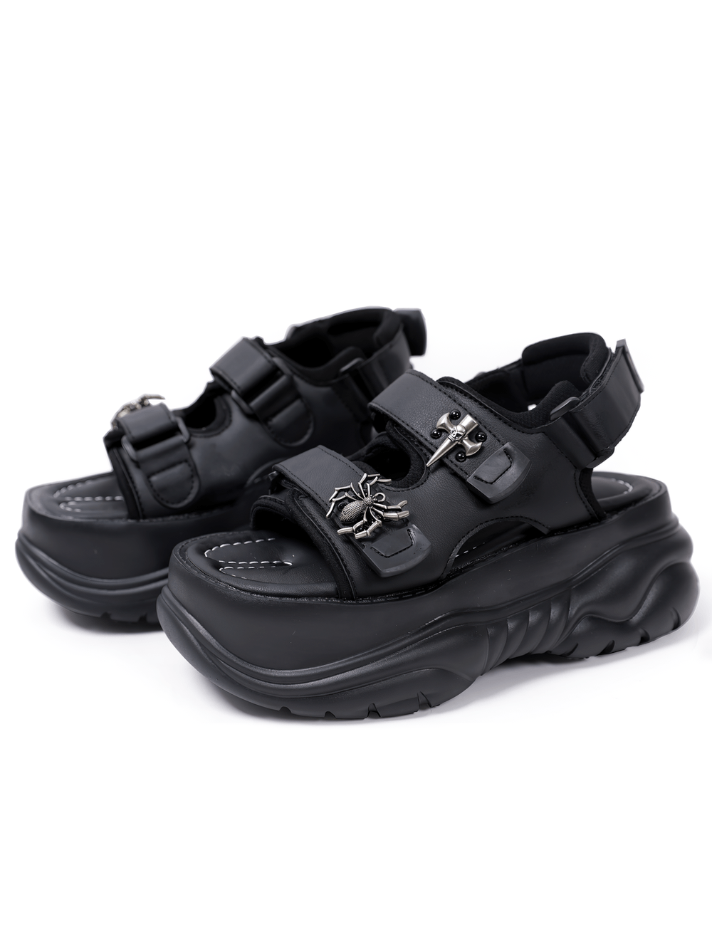 Gothic-Plateausandalen für Damen mit Spinnenanhängern