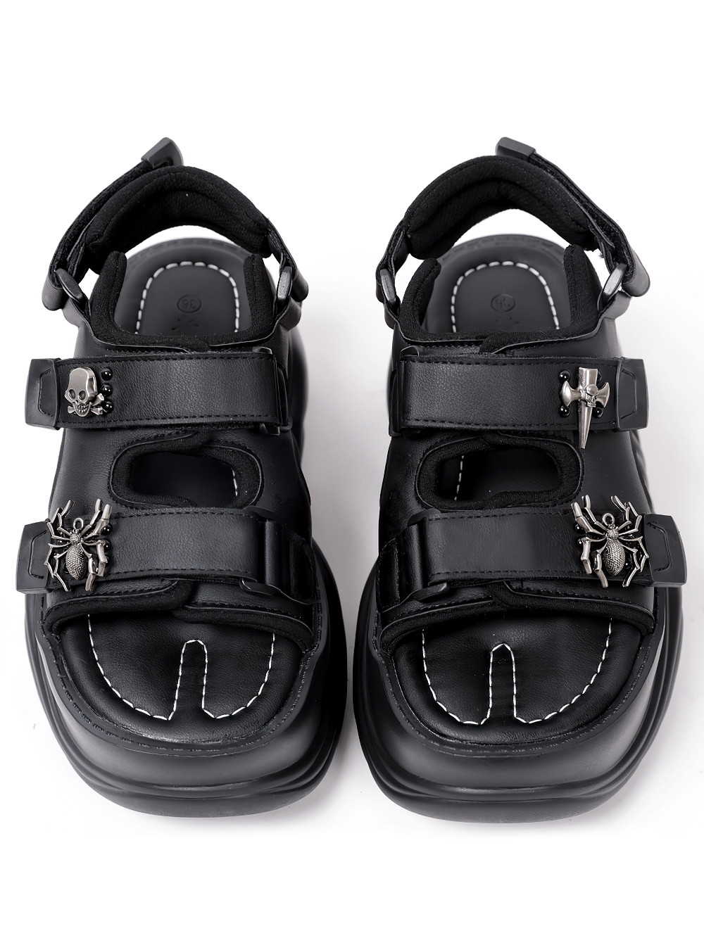Gothic-Plateausandalen für Damen mit Spinnenanhängern