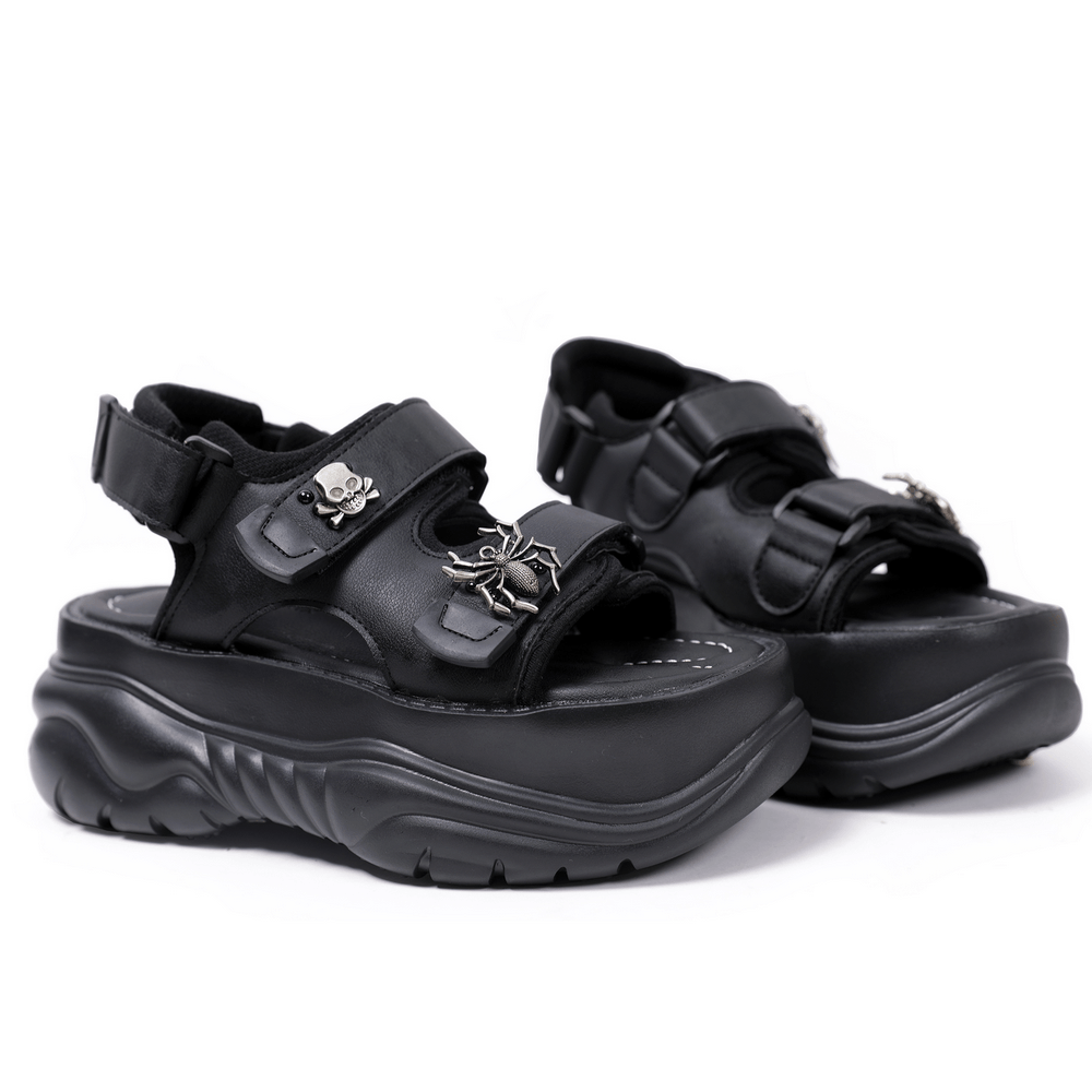 Gothic-Plateausandalen für Damen mit Spinnenanhängern