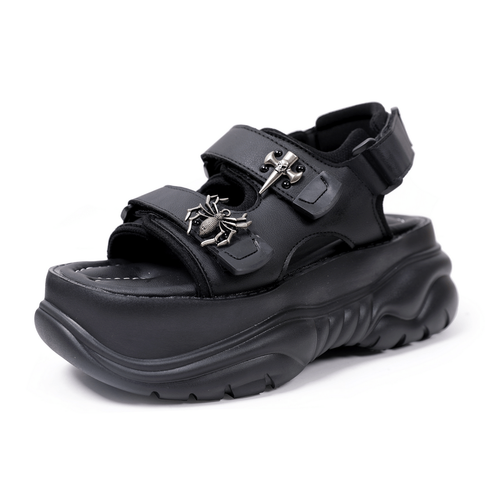 Gothic-Plateausandalen für Damen mit Spinnenanhängern