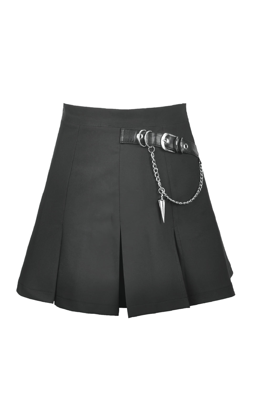 Female Gothic Pleated Mini Skirt with Chain Detail