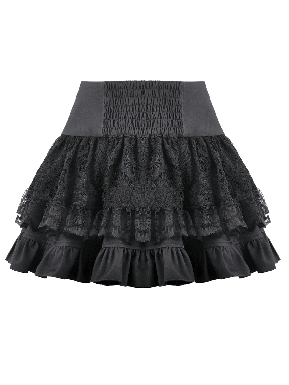 Female Lace Mini Skirt with Buckled Waist and Cross Zips