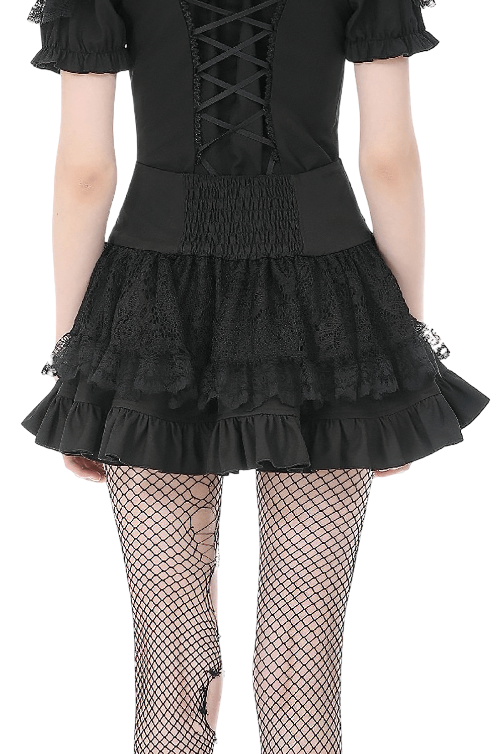 Female Lace Mini Skirt with Buckled Waist and Cross Zips