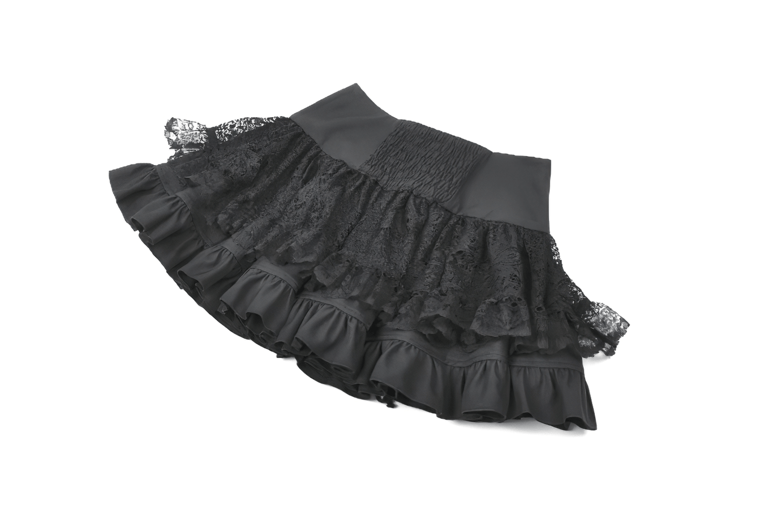 Female Lace Mini Skirt with Buckled Waist and Cross Zips