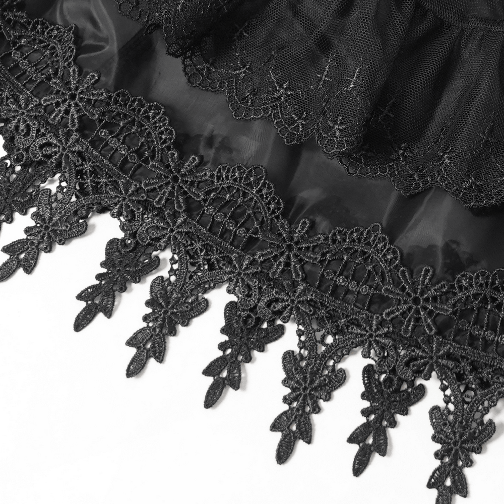 Female Lace Ruffle Blouse with Chain Bell Sleeves
