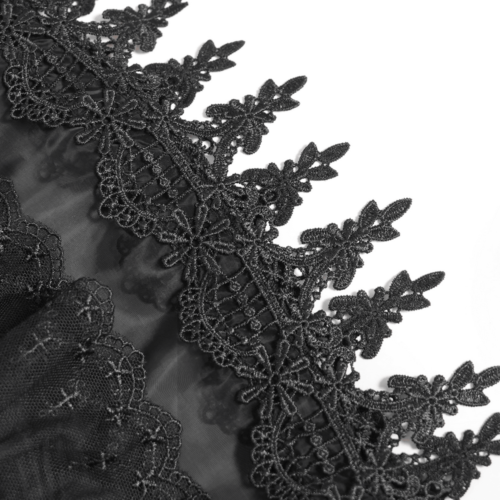 Female Lace Ruffle Blouse with Chain Bell Sleeves