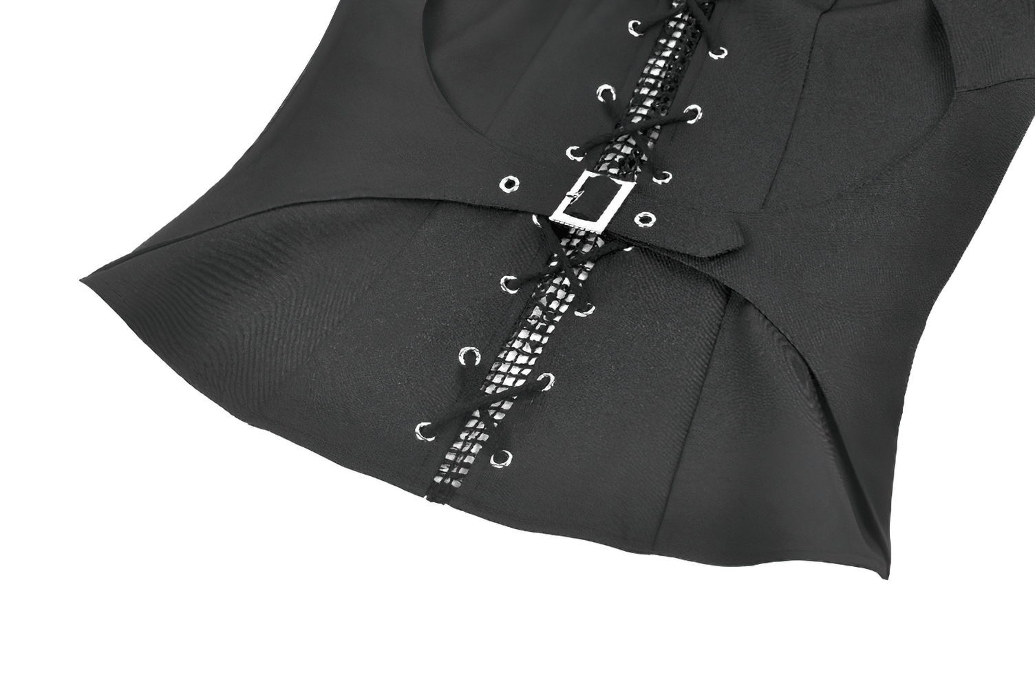 Female Mesh Lace-Up Sleeveless Top With Buckled Straps
