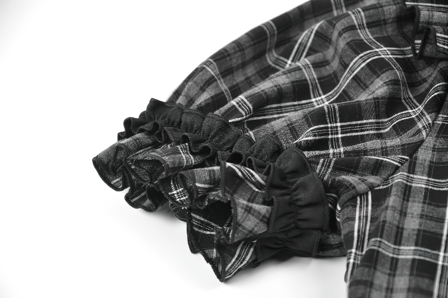 Female Plaid Lolita Dress with Lace Ruffle Trim and Bow