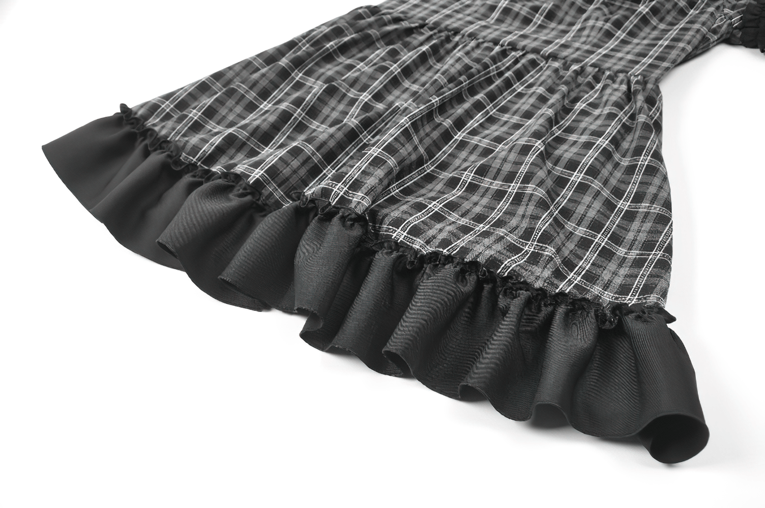 Female Plaid Lolita Dress with Lace Ruffle Trim and Bow