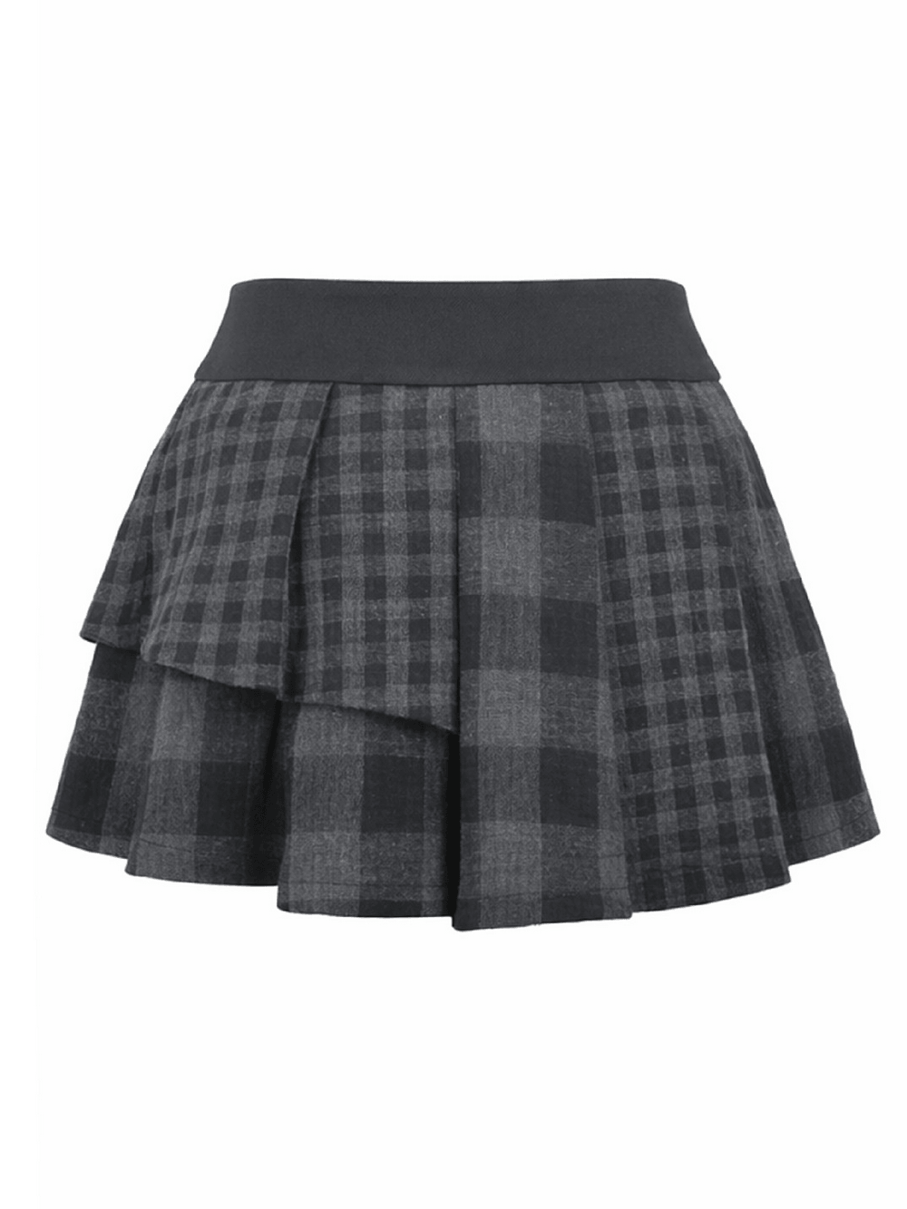 Female Plaid Pleated Mini Skirt with Studded Waist