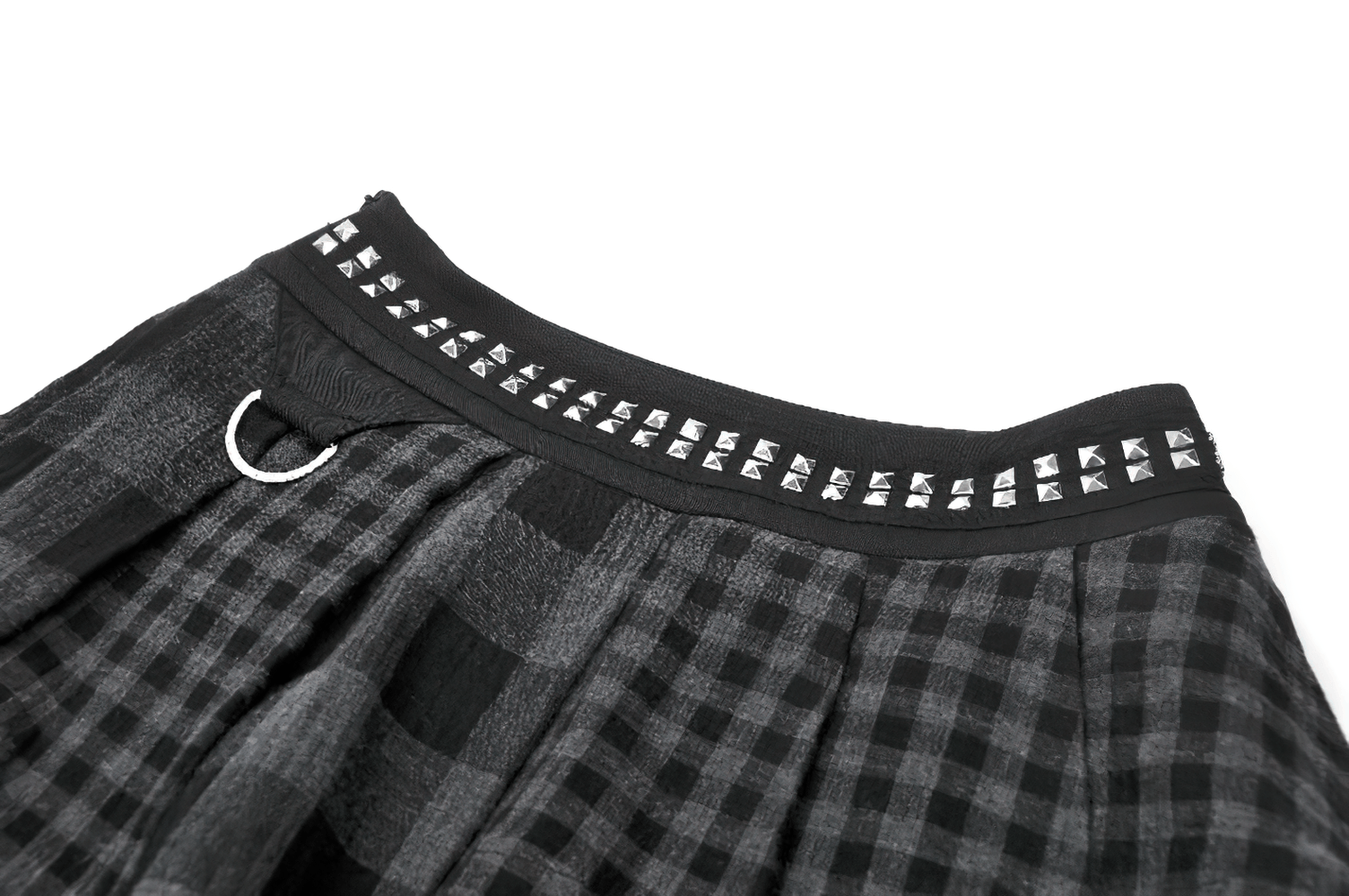 Female Plaid Pleated Mini Skirt with Studded Waist