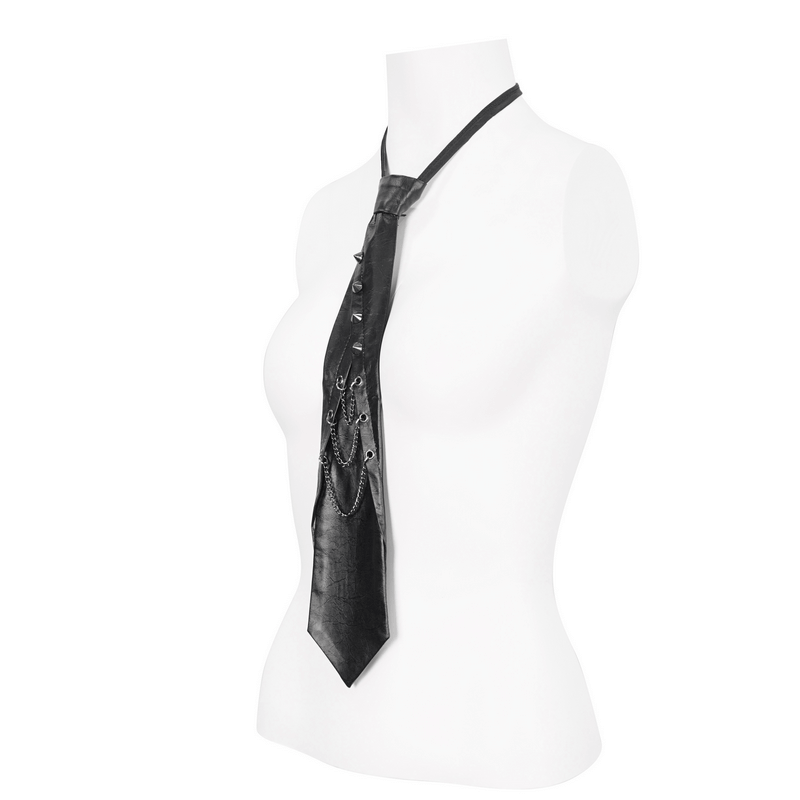 Female Punk Adjustable Neck Tie with Chains / Gothic Accessories - HARD'N'HEAVY