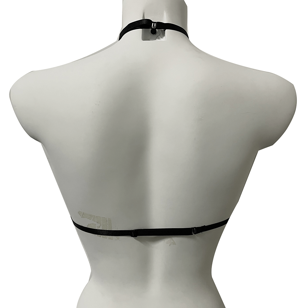 Female Strappy Halter Bra With Patches / Gothic Adjustable Harness Bra - HARD'N'HEAVY