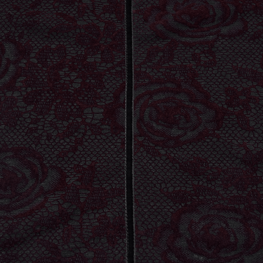 Fitted Gothic Rose Mesh Top with High Neck Detail