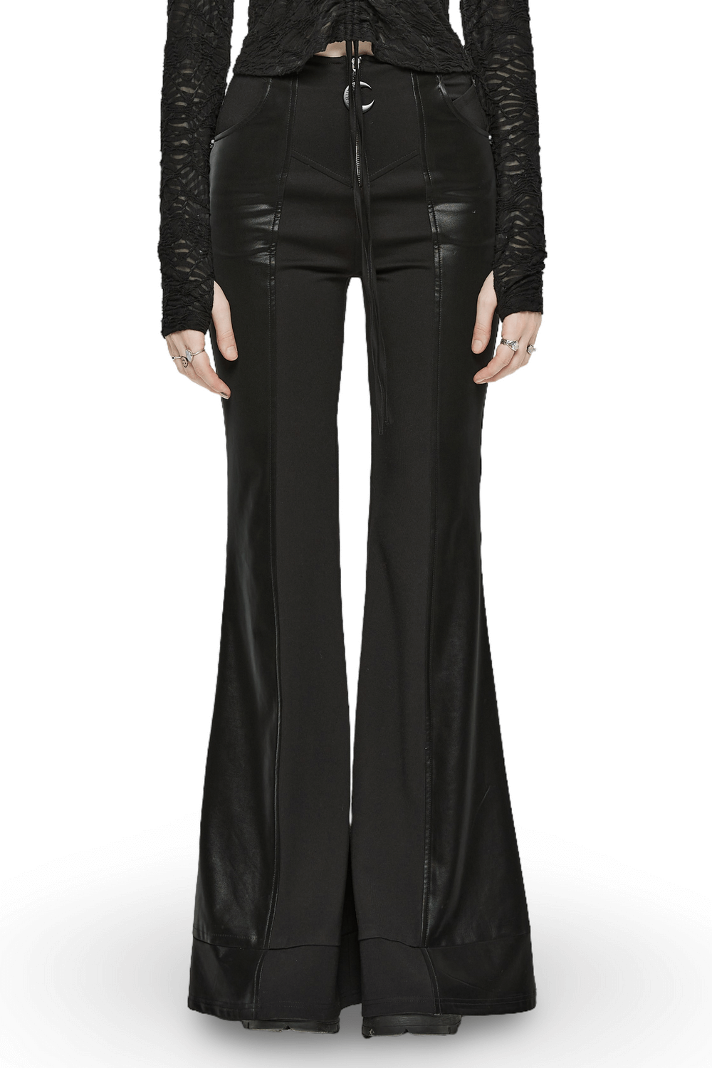 Flare Pants: High Waist Spliced with Punk Details