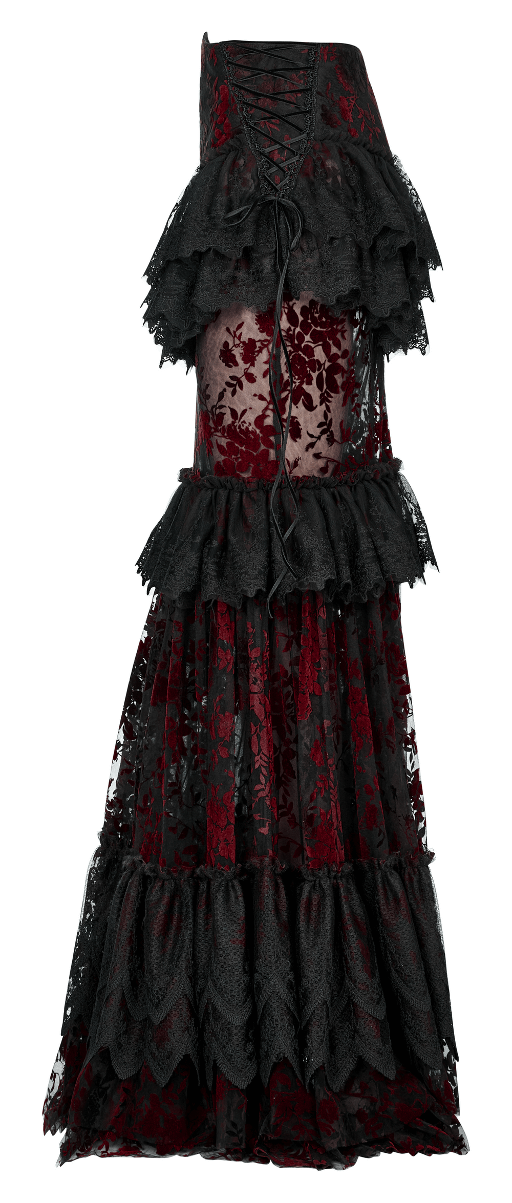 Floral Gothic Layered Lace Fishtail Skirt for Women - HARD'N'HEAVY