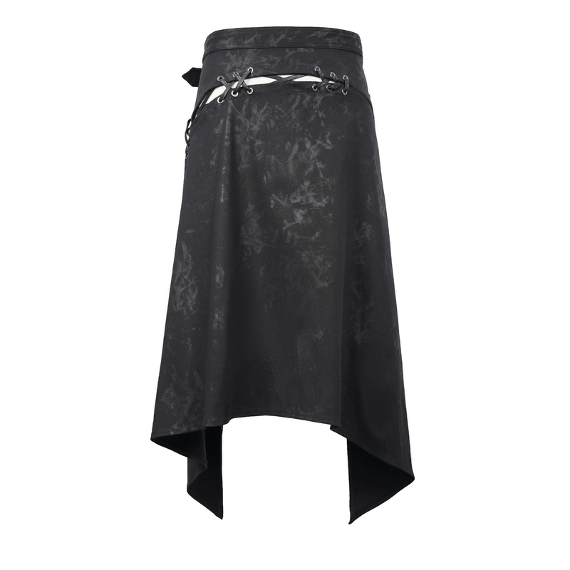 Flower print men's kilt with decorative lacing, a stylish steampunk long skirt design.