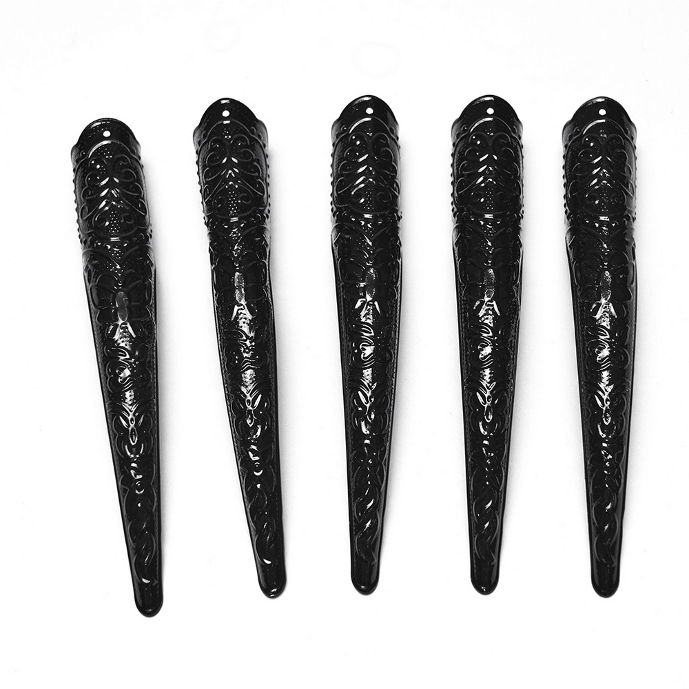 Fluffy Goth Gloves with Dark Demon Finger Tips and Cuffs black finger tips displayed in a row