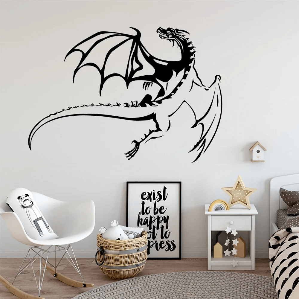 Flying Dragon Vinyl Wall Decal for Fantasy Room Decor