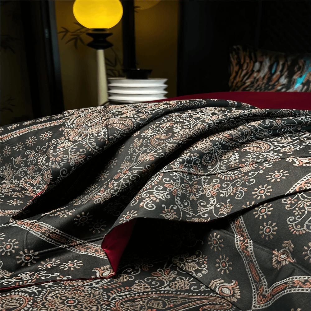 Ensemble de lit en coton quatre pièces avec drap-housse et taies d'oreiller