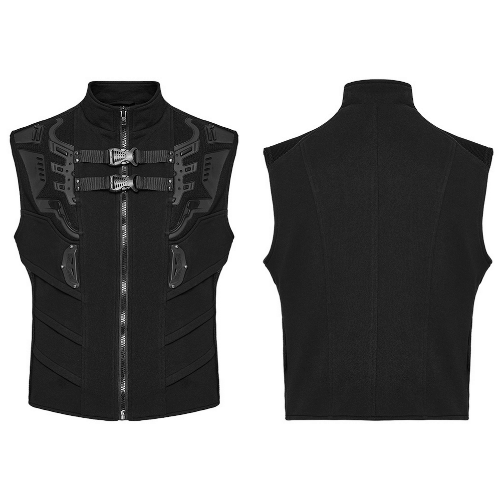 Futuristic cyberpunk vest with rubber armor, 3D details, and hidden pockets for a stylish, edgy look.