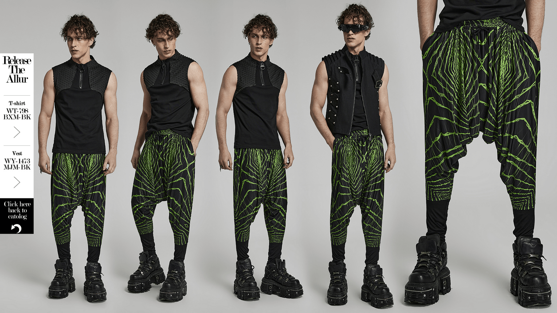 Futuristic geometric print harem pants with elastic waist, perfect for cyberpunk streetwear style.
