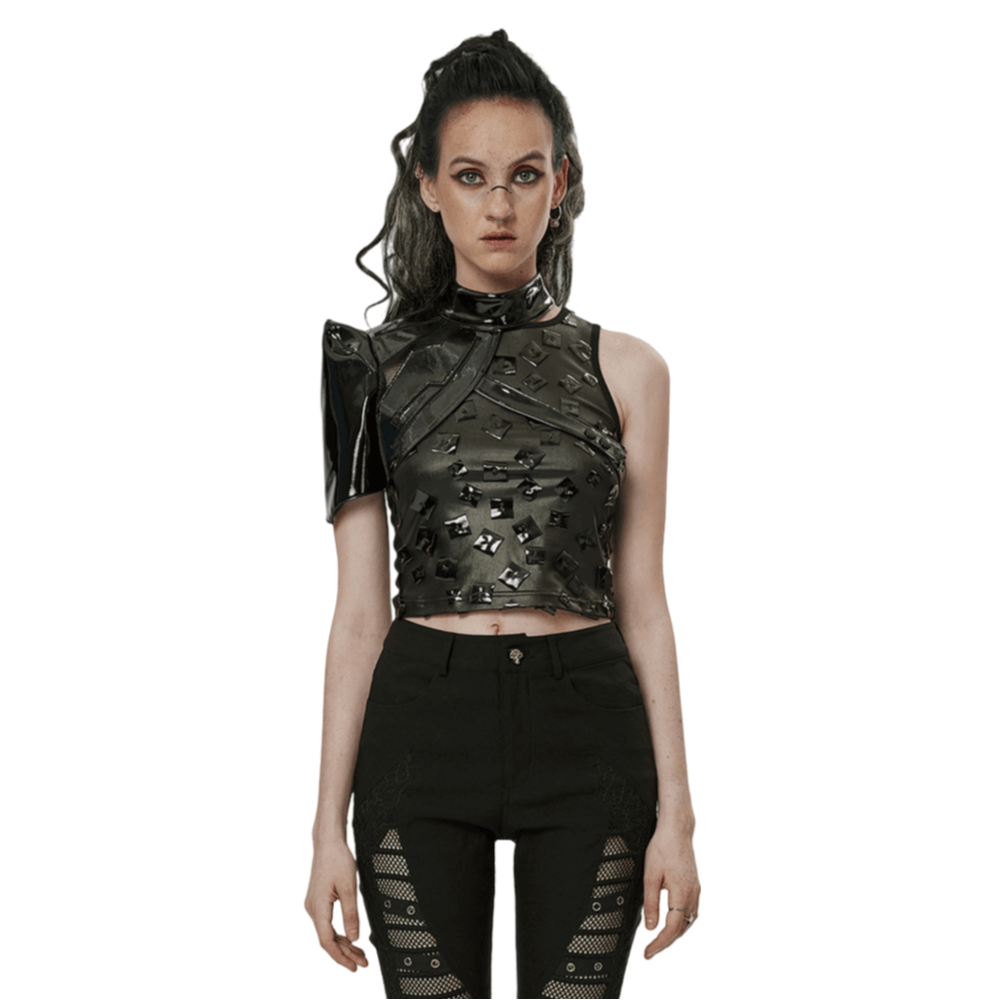 Futuristic One-Arm Accessory: Glossy Patent Leather