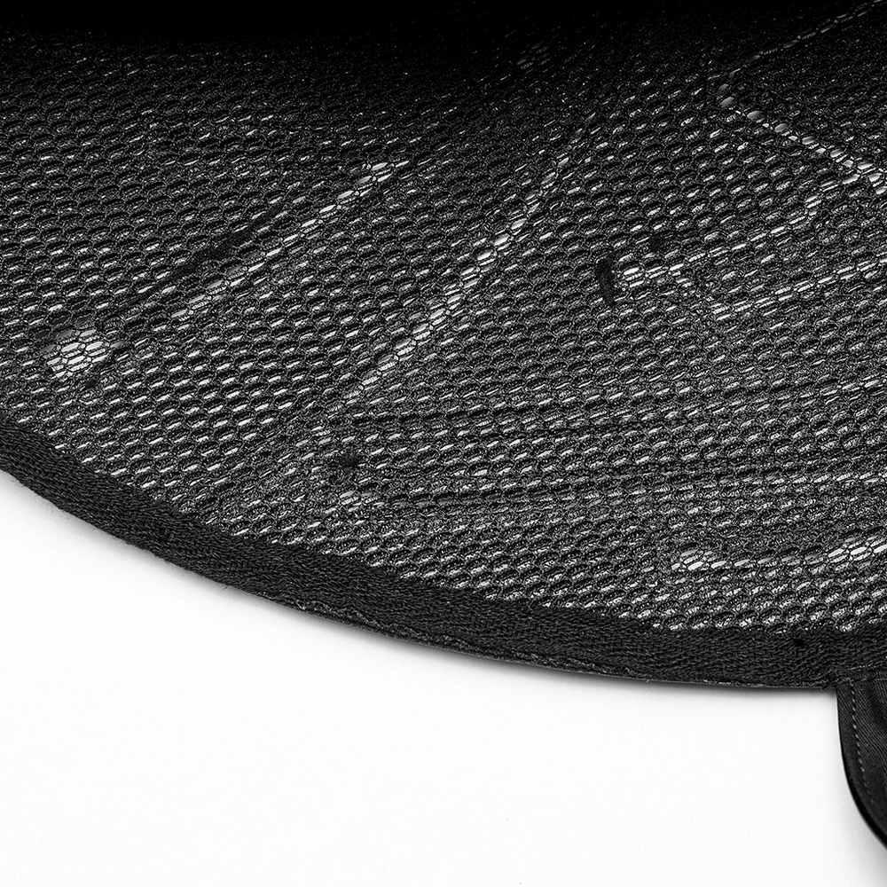 Close-up of the glossy patent leather Cyber One-Arm Accessory showcasing a bold futuristic mesh design.