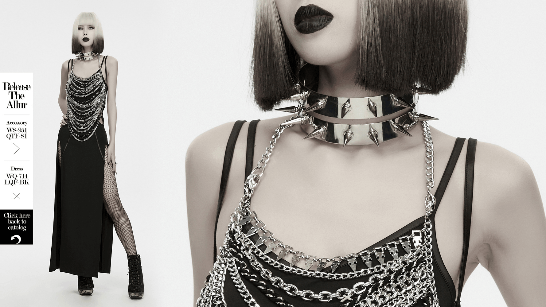 Futuristic Punk Studded Choker with Metal Spikes showcased on bold model featuring edgy fashion.