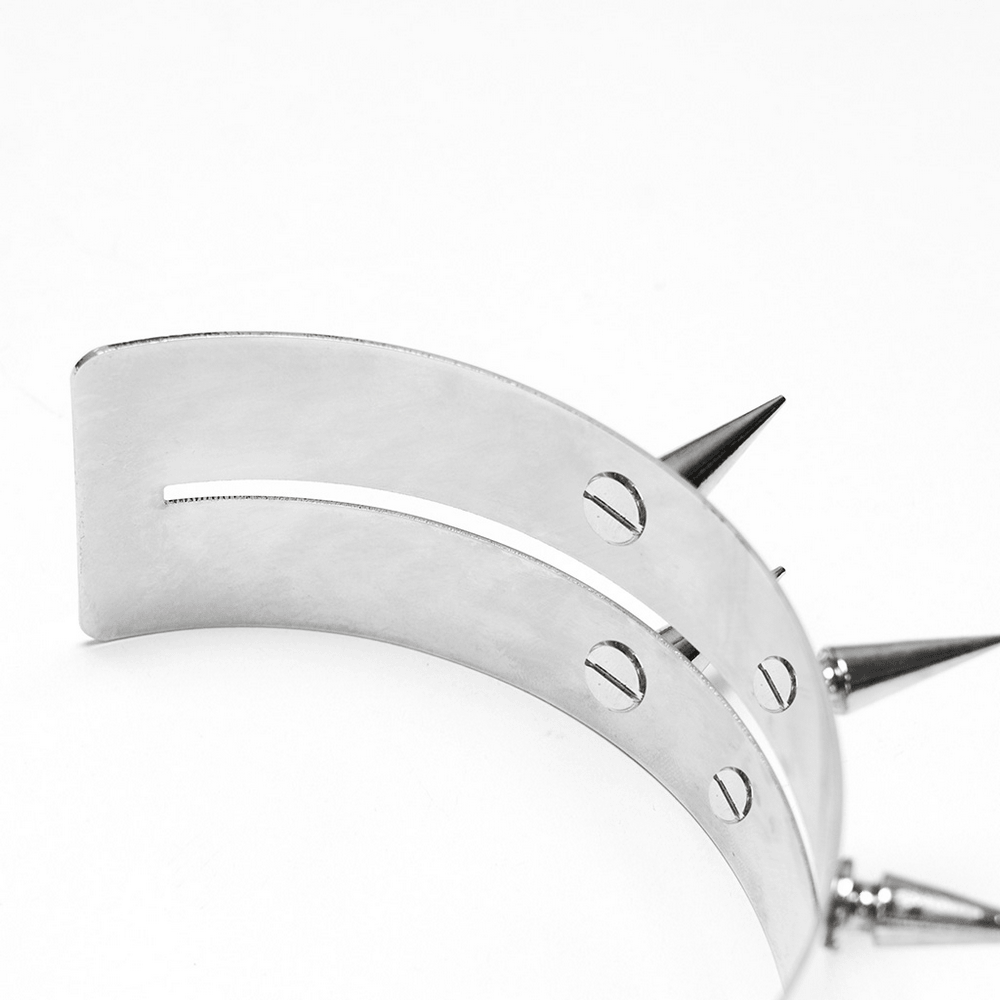Futuristic Punk Studded Choker with Metal Spikes featuring metal spikes and a sleek mirror finish.