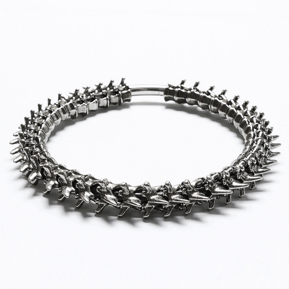 Futuristic spine choker necklace in alloy, featuring a punk skeleton design for a retro apocalypse vibe.