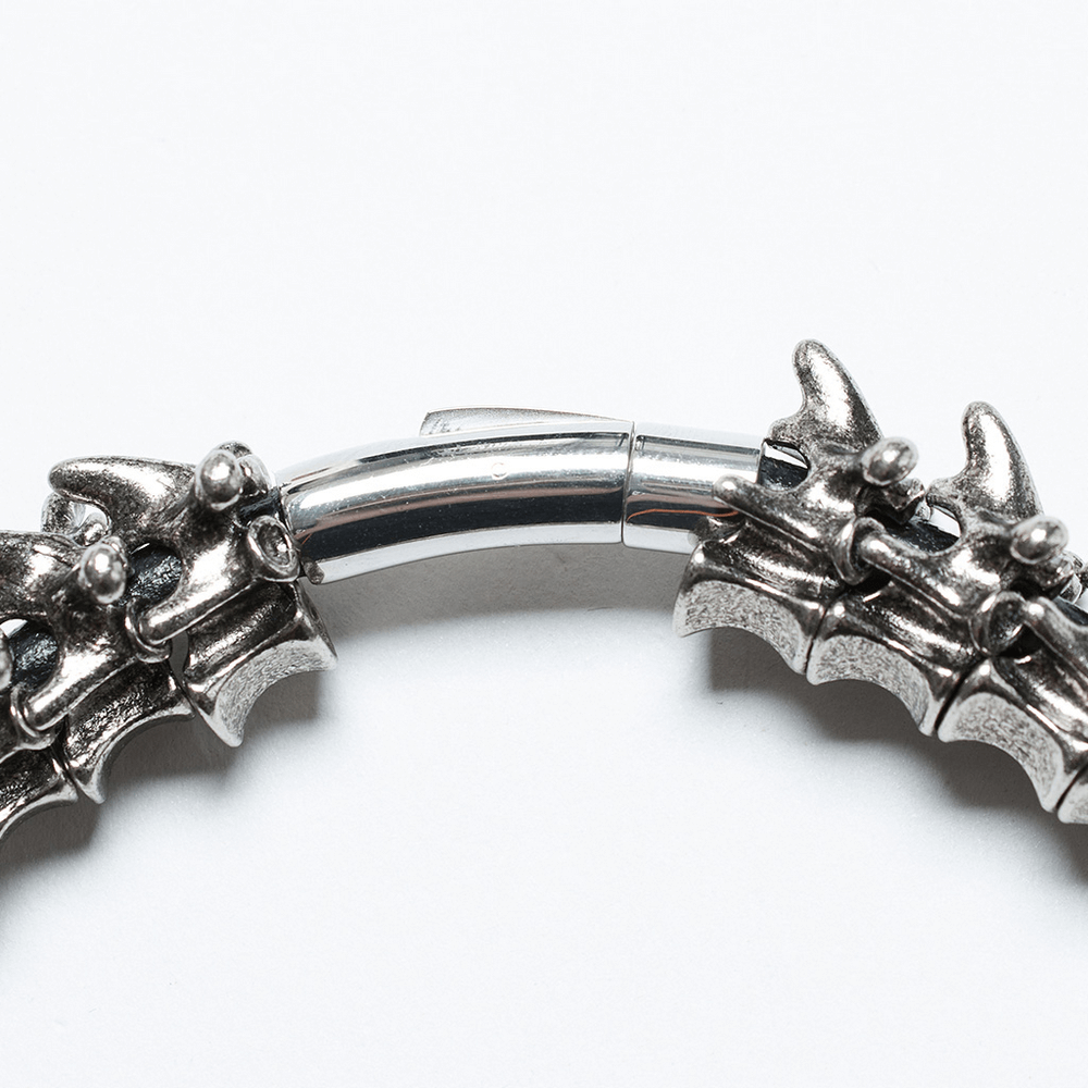 Futuristic spine choker showcasing a punk skeleton design with a magnetic buckle for easy, edgy wear.