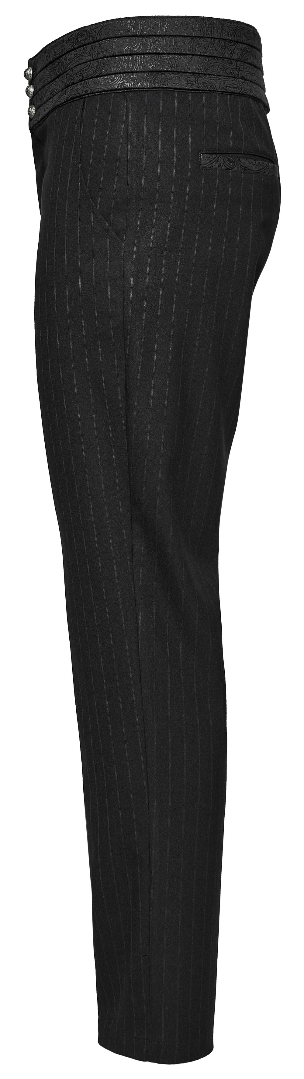Gentleman Black Striped Pants with Elegant Belt