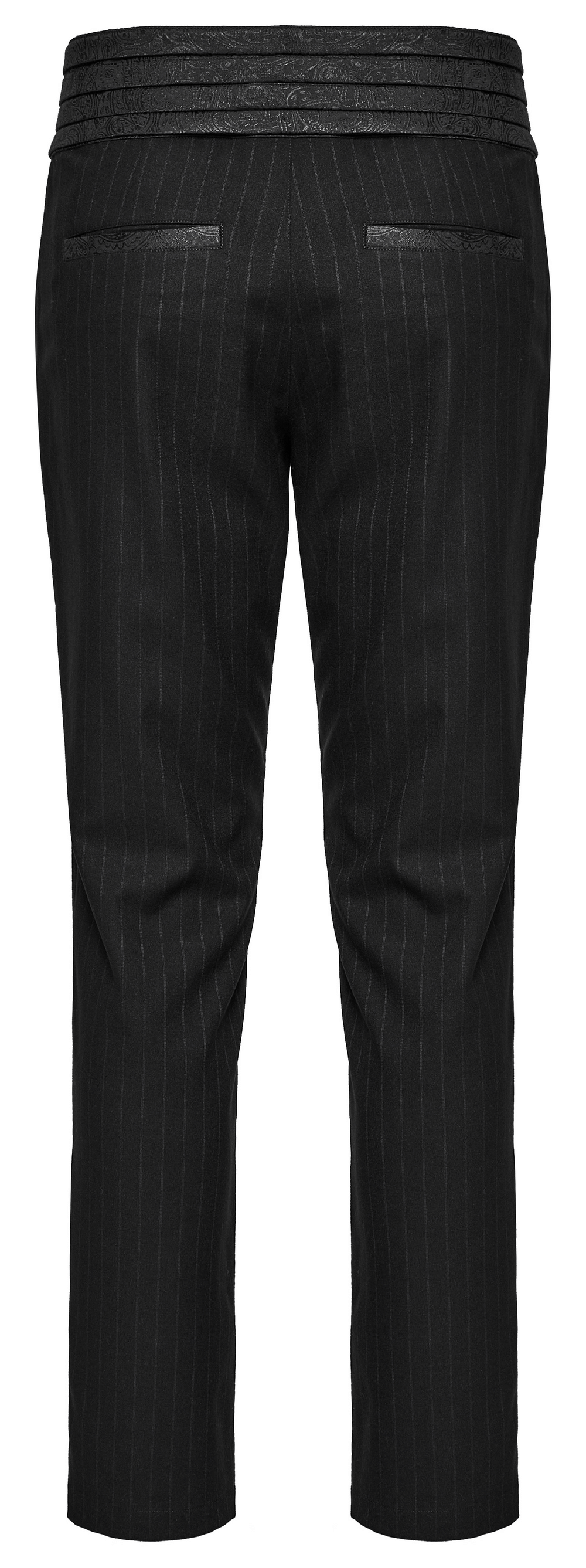 Gentleman Black Striped Pants with Elegant Belt